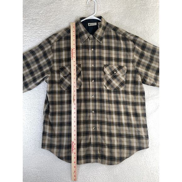VTG Northwest Territory Flannel Shacket Mens Large Beige Plaid Nylon Lined - Picture 3 of 13
